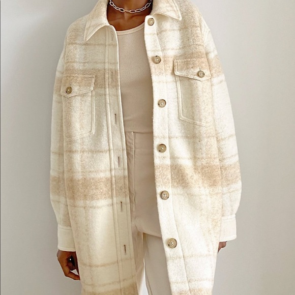 Aritzia Jackets \u0026 Coats | Aritzia Ganna Shirt Jacket Size Xxs Greenbrown Plaid | Color: Cream/Green | Size: Xxs | Laurenkan's Closet